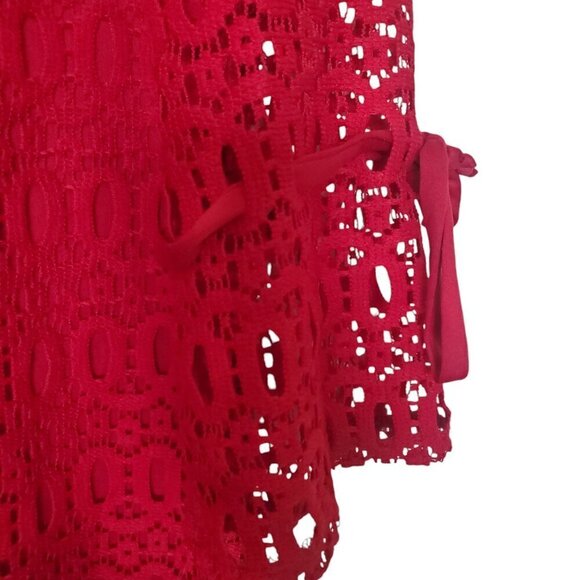 Karin Stevens Red Lace Crochet Dress Size 14 - Picture 6 of 15